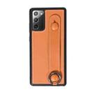 For Samsung Galaxy S20 Top Layer Cowhide Shockproof Protective Case with Wrist Strap Bracket(Brown) - 1