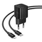 hoco N66 Ingenious GaN PD35W Type-C Single Port Charger with 1m Type-C to 8 Pin Cable, EU Plug(Black) - 2