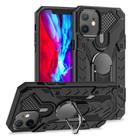For iPhone 12 mini Iron Knight Series 2 in 1 PC + TPU Phone Case with Ring Holder(Black) - 1