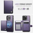 For iPhone 16 Pro JEEHOOD J09 Buckle Card Bag MagSafe Magnetic Style RFID Leather Phone Case(Purple) - 2