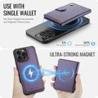 For iPhone 16 Pro JEEHOOD J09 Buckle Card Bag MagSafe Magnetic Style RFID Leather Phone Case(Purple) - 3