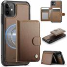 For iPhone 12 / 12 Pro JEEHOOD J09 Buckle Card Bag MagSafe Magnetic Style RFID Leather Phone Case(Brown) - 1