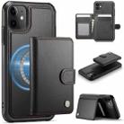 For iPhone 11 JEEHOOD J09 Buckle Card Bag MagSafe Magnetic Style RFID Leather Phone Case(Black) - 1
