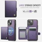 For iPhone 15 Plus / 14 Plus JEEHOOD J09 Buckle Card Bag MagSafe Magnetic Style RFID Leather Phone Case(Purple) - 2