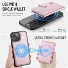For iPhone 15 Plus / 14 Plus JEEHOOD J09 Buckle Card Bag MagSafe Magnetic Style RFID Leather Phone Case(Pink) - 3