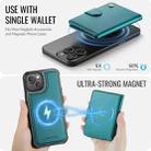 For iPhone 15 Plus / 14 Plus JEEHOOD J09 Buckle Card Bag MagSafe Magnetic Style RFID Leather Phone Case(Green) - 3