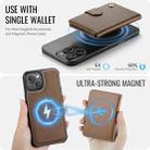 For iPhone 15 Plus / 14 Plus JEEHOOD J09 Buckle Card Bag MagSafe Magnetic Style RFID Leather Phone Case(Brown) - 3