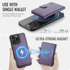 For iPhone 13 Pro JEEHOOD J09 Buckle Card Bag MagSafe Magnetic Style RFID Leather Phone Case(Purple) - 3