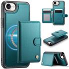 For iPhone 16e JEEHOOD J09 Buckle Card Bag MagSafe Magnetic Style RFID Leather Phone Case(Green) - 1