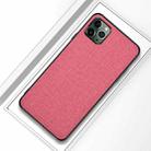 For iPhone 12 Pro Max Shockproof Cloth Texture PC+ TPU Protective Case(Pink) - 1