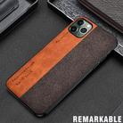 For iPhone 12 / 12 Pro Shockproof Hot-pressed Splicing PU + Cloth Protective Case(Brown) - 3