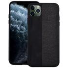 For iPhone 12 / 12 Pro Shockproof Hot-pressed Splicing PU + Cloth Protective Case(Black) - 1