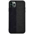 For iPhone 12 Pro Max Shockproof Hot-pressed Splicing PU + Cloth Protective Case(Black) - 1