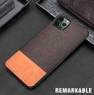 For iPhone 12 / 12 Pro Shockproof Splicing PU + Cloth Protective Case(Coffee) - 1