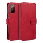 For Samsung Galaxy S20 FE DG.MING Retro Oil Side Horizontal Flip Case with Holder & Card Slots & Wallet(Red) - 1