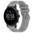 22mm For Fossil Gen 5 Carlyle / Julianna xDfind Hybrid Nylon Braid Silicone Watch Band(Grey) - 1
