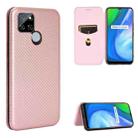 For OPPO Realme V3 Carbon Fiber Texture Horizontal Flip TPU + PC + PU Leather Case with Card Slot(Pink) - 1