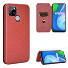 For OPPO Realme V3 Carbon Fiber Texture Horizontal Flip TPU + PC + PU Leather Case with Card Slot(Brown) - 1