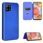 For Samsung Galaxy A42 5G Carbon Fiber Texture Horizontal Flip TPU + PC + PU Leather Case with Card Slot(Blue) - 1