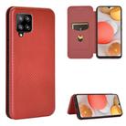 For Samsung Galaxy A42 5G Carbon Fiber Texture Horizontal Flip TPU + PC + PU Leather Case with Card Slot(Brown) - 1