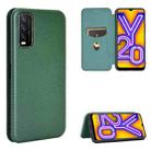 For Vivo Y20 / Y20i (Indian) Carbon Fiber Texture Horizontal Flip TPU + PC + PU Leather Case with Card Slot(Green) - 1