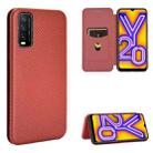 For Vivo Y20 / Y20i (Indian) Carbon Fiber Texture Horizontal Flip TPU + PC + PU Leather Case with Card Slot(Brown) - 1