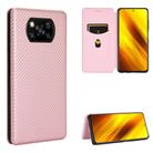 For Xiaomi Poco X3 NFC Carbon Fiber Texture Horizontal Flip TPU + PC + PU Leather Case with Card Slot(Pink) - 1