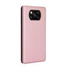 For Xiaomi Poco X3 NFC Carbon Fiber Texture Horizontal Flip TPU + PC + PU Leather Case with Card Slot(Pink) - 3