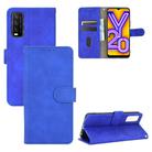 For Vivo Y20 / Y20i (Indian) Solid Color Skin Feel Magnetic Buckle Horizontal Flip Calf Texture PU Leather Case with Holder & Card Slots & Wallet(Blue) - 1