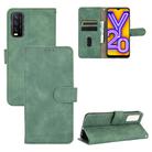 For Vivo Y20 / Y20i (Indian) Solid Color Skin Feel Magnetic Buckle Horizontal Flip Calf Texture PU Leather Case with Holder & Card Slots & Wallet(Green) - 1