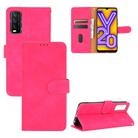 For Vivo Y20 / Y20i (Indian) Solid Color Skin Feel Magnetic Buckle Horizontal Flip Calf Texture PU Leather Case with Holder & Card Slots & Wallet(Rose Red) - 1