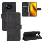 For Xiaomi Poco X3 NFC Solid Color Skin Feel Magnetic Buckle Horizontal Flip Calf Texture PU Leather Case with Holder & Card Slots & Wallet(Black) - 1