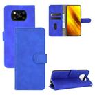 For Xiaomi Poco X3 NFC Solid Color Skin Feel Magnetic Buckle Horizontal Flip Calf Texture PU Leather Case with Holder & Card Slots & Wallet(Blue) - 1