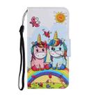 For Samsung Galaxy A21 Coloured Drawing Pattern Horizontal Flip PU Leather Case with Holder & Card Slots & Wallet & Lanyard(Couple Unicorn) - 2
