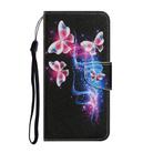 For Samsung Galaxy A21s Coloured Drawing Pattern Horizontal Flip PU Leather Case with Holder & Card Slots & Wallet & Lanyard(Three Fluorescent Butterflies) - 2