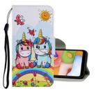 For Samsung Galaxy A41 Coloured Drawing Pattern Horizontal Flip PU Leather Case with Holder & Card Slots & Wallet & Lanyard(Couple Unicorn) - 1