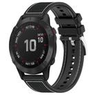 For Garmin Fenix 8/7X/6X/5X 26mm xDfind Hybrid Nylon Braid Silicone Watch Band(Black) - 1