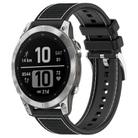For Garmin Fenix 8/7/6/5 22mm xDfind Hybrid Nylon Braid Silicone Watch Band(Black) - 1