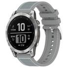 For Garmin Fenix 8/7/6/5 22mm xDfind Hybrid Nylon Braid Silicone Watch Band(Grey) - 1