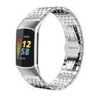 For Fitbit Charge 6 / 5 18mm xDfind Seven-bead Solid Stainless Steel Watch Band(Silver) - 1