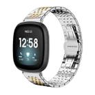 For Fitbit Versa 4 / 3 / Sense2 / 1 20mm xDfind Seven-bead Solid Stainless Steel Watch Band(Silver Gold) - 1