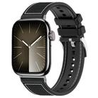 For Apple Watch 42 / 44 / 45 / 46 / 49mm 22mm xDfind Hybrid Nylon Braid Silicone Watch Band(Black) - 1