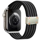 For Apple Watch 46mm / 49mm / 45mm / 44mm Mecha Armor Magnetic Buckle Nylon Watch Band(Black) - 1