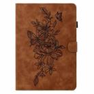 For Xiaomi Redmi Pad 2 Peony Butterfly Embossed Leather Smart Tablet Case(Brown) - 2