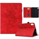 For Xiaomi Redmi Pad 2 Peony Butterfly Embossed Leather Smart Tablet Case(Red) - 1