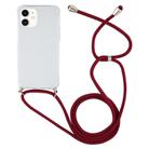 For iPhone 12 mini Four-Corner Shockproof Transparent TPU Case with Lanyard(Wine Red) - 2