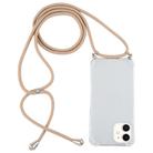 For iPhone 12 mini Four-Corner Shockproof Transparent TPU Case with Lanyard(Gold) - 1