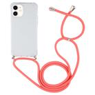 For iPhone 12 mini Four-Corner Shockproof Transparent TPU Case with Lanyard(Red) - 2