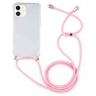 For iPhone 12 mini Four-Corner Shockproof Transparent TPU Case with Lanyard(Light Pink) - 2