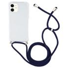 For iPhone 12 mini Four-Corner Shockproof Transparent TPU Case with Lanyard(Dark Blue) - 2